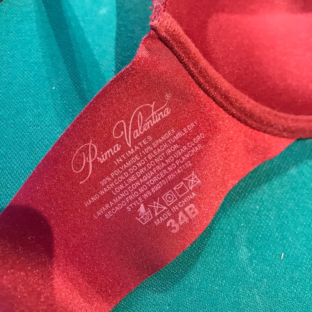 Pretty Burgundy color “Prima Valentina” Padded Underwire Bra, Size 34B - Picture 6 of 9